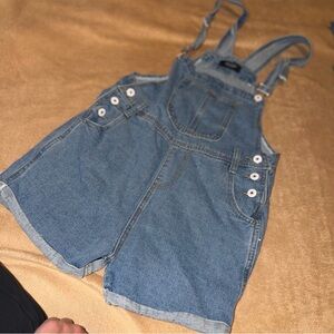 Light Wash Overall Shorts